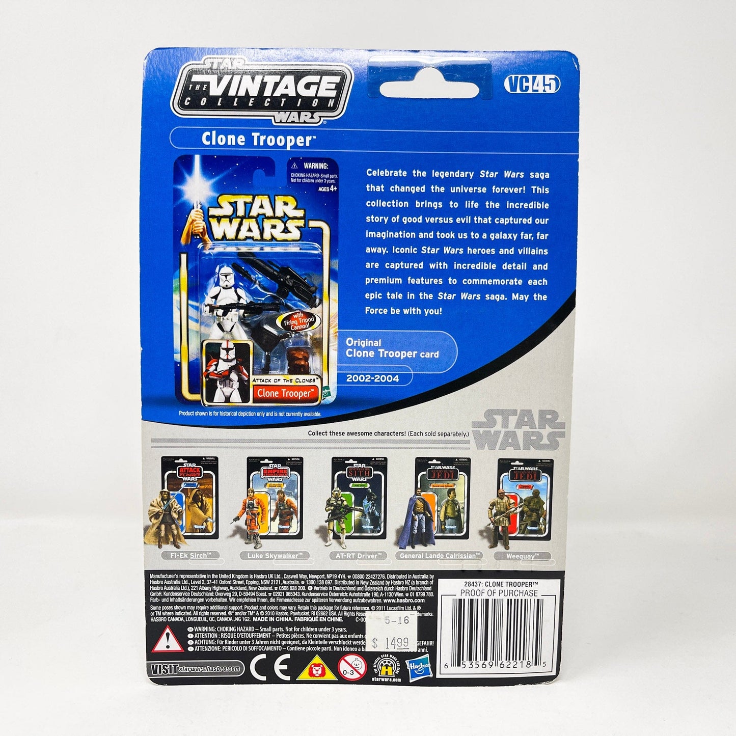 Vintage Hasbro Star Wars Vintage Collection Carded VC045 Clone Trooper - AOTC (2010) Offerless - The Vintage Collection