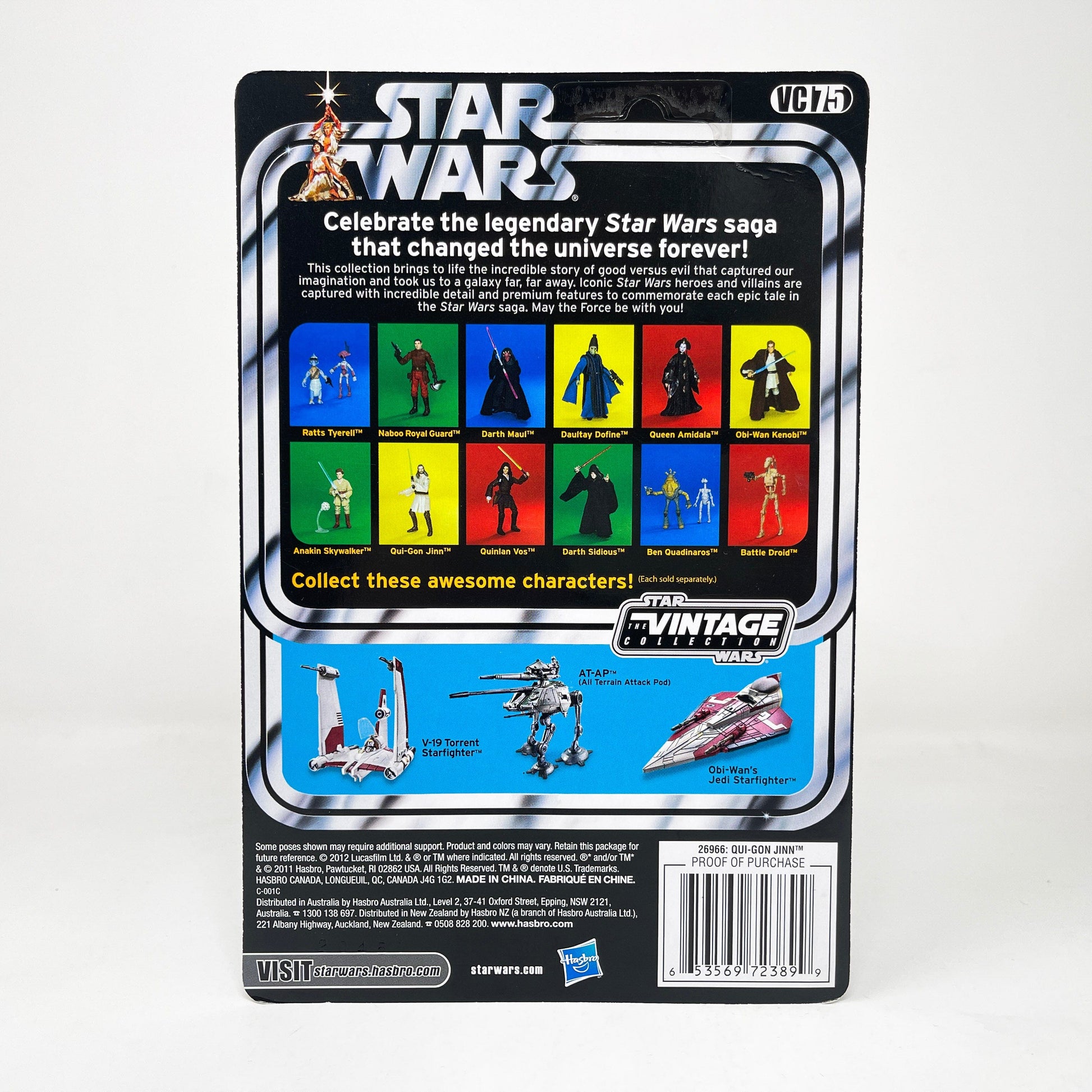 Vintage Hasbro Star Wars Vintage Collection Carded VC075 Qui-Gon Jinn - TPM (2012) Unpunched w/Maul Offer - The Vintage Collection