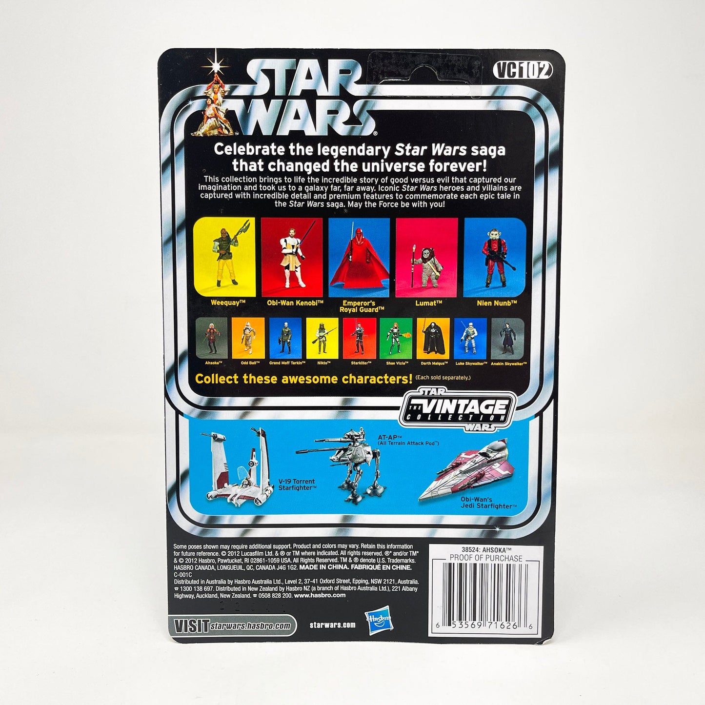 Vintage Hasbro Star Wars Vintage Collection Carded VC102 Ahsoka - 2012 Unpunched - The Vintage Collection Hasbro Star Wars