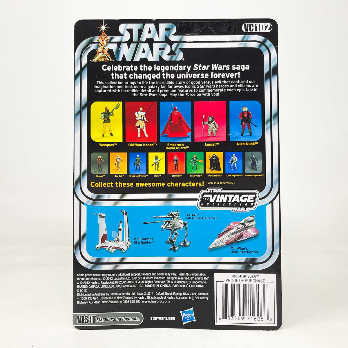 Vintage Hasbro Star Wars Vintage Collection Carded VC102 Ahsoka - 2012 Unpunched - The Vintage Collection Hasbro Star Wars