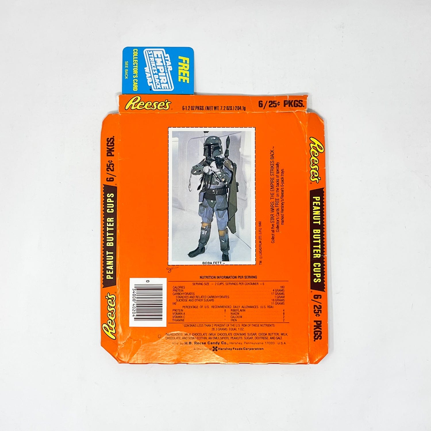 Vintage Hershey's Star Wars Non-Toy ESB Collector Card - Boba Fett - Hershey's Reese's PB Cups