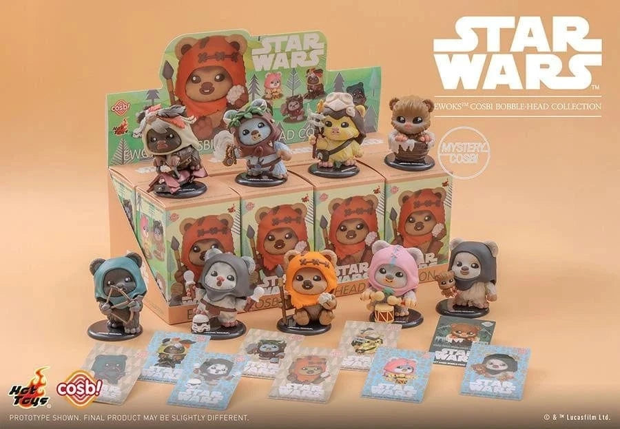 Vintage Hot Toys Star Wars Ads Hot Toys Ewoks Cosbi Bobble Head Figure Collection - Sealed Complete Set of 8