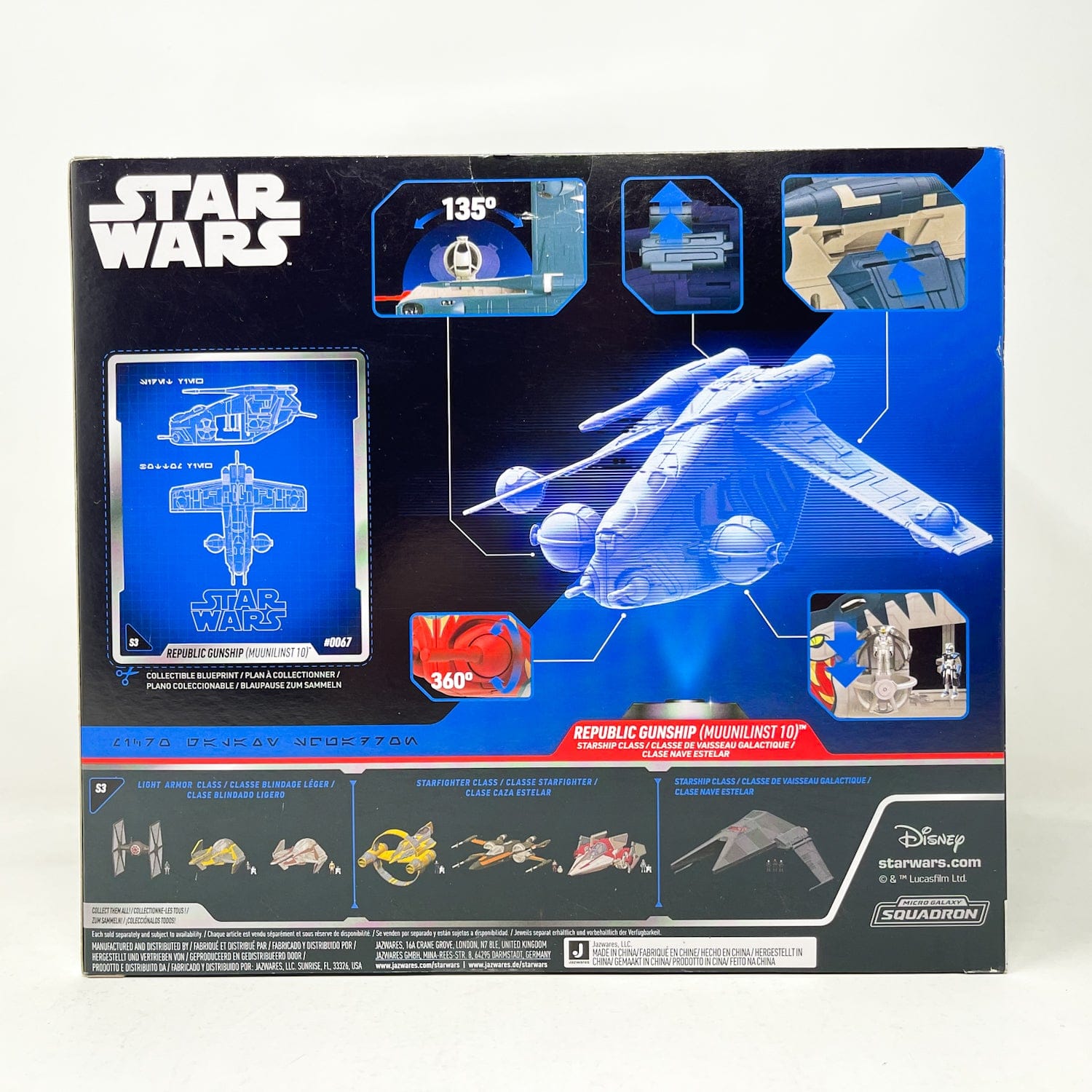Vintage Jazwares Star Wars Modern Ships Squadron Republic Gunship (Muunilinst-10) #0067 - Micro Galaxy Squadron (2023)