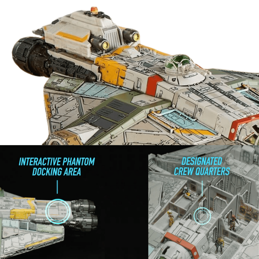 Vintage Jazzwares Star Wars Modern Ships REBELS Ghost with Phantom Shuttle #0124 - Micro Galaxy Squadron Star Wars Ship Bundle