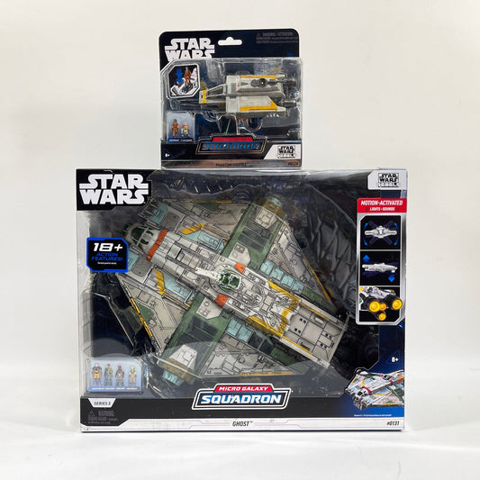 Vintage Jazzwares Star Wars Modern Ships REBELS Ghost with Phantom Shuttle #0124 - Micro Galaxy Squadron Star Wars Ship Bundle