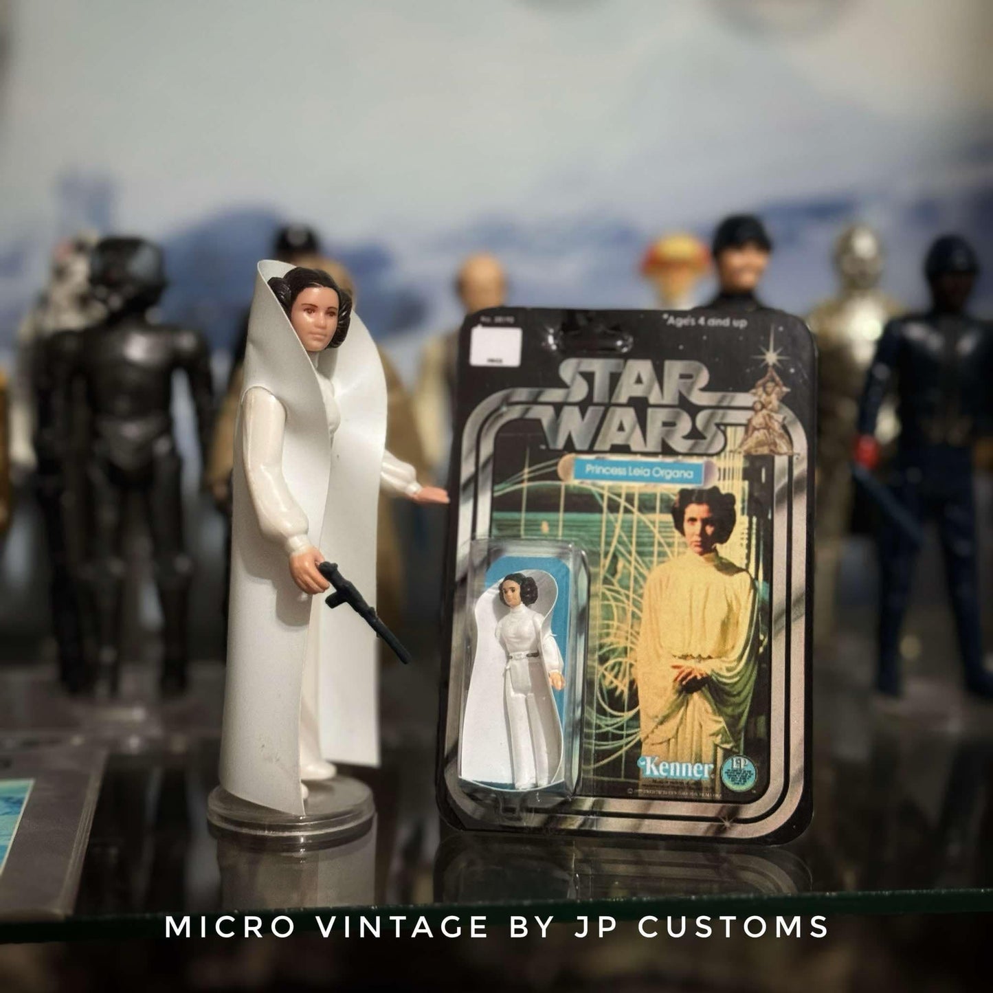 Vintage JP Customs Star Wars Non-Toy Micro Vintage Princess Leia Carded Figure - Hand Painted Star Wars