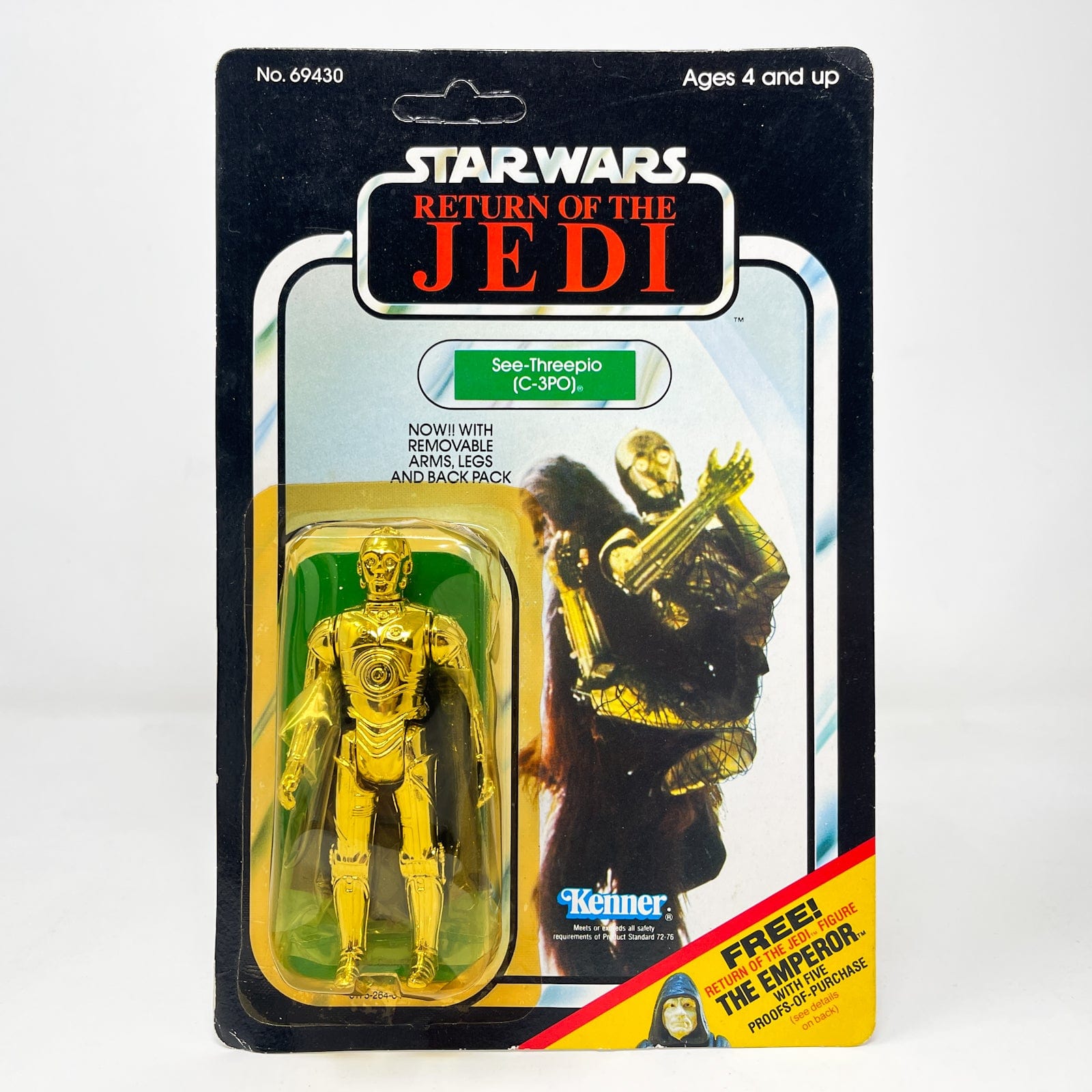 Vintage Kenner Star Wars MOC C-3PO Removable Limbs ROTJ 65C-back  - Mint on Card