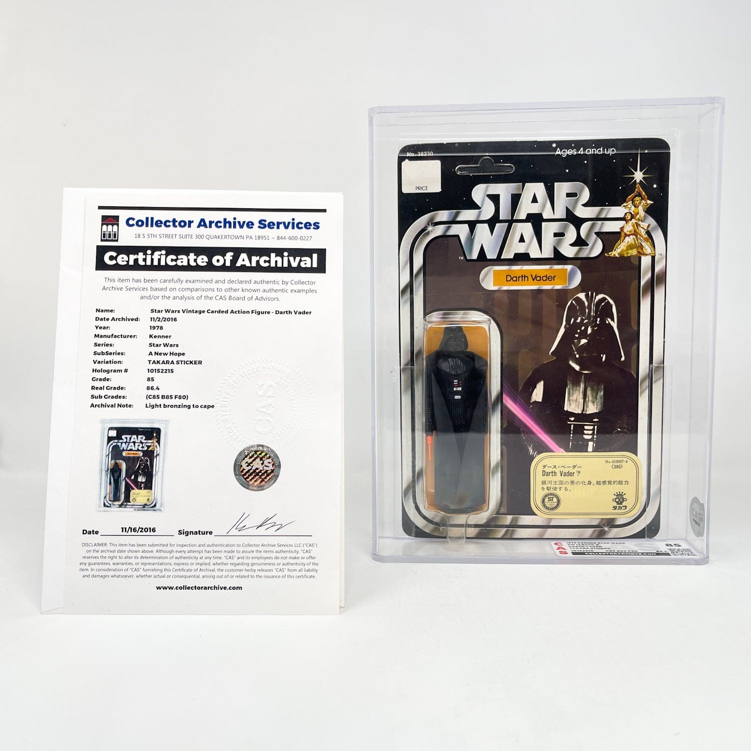 Vintage Kenner Star Wars MOC Darth Vader Star Wars 12-Back (B) Takara (Japan)- CAS 85 - Mint on Card