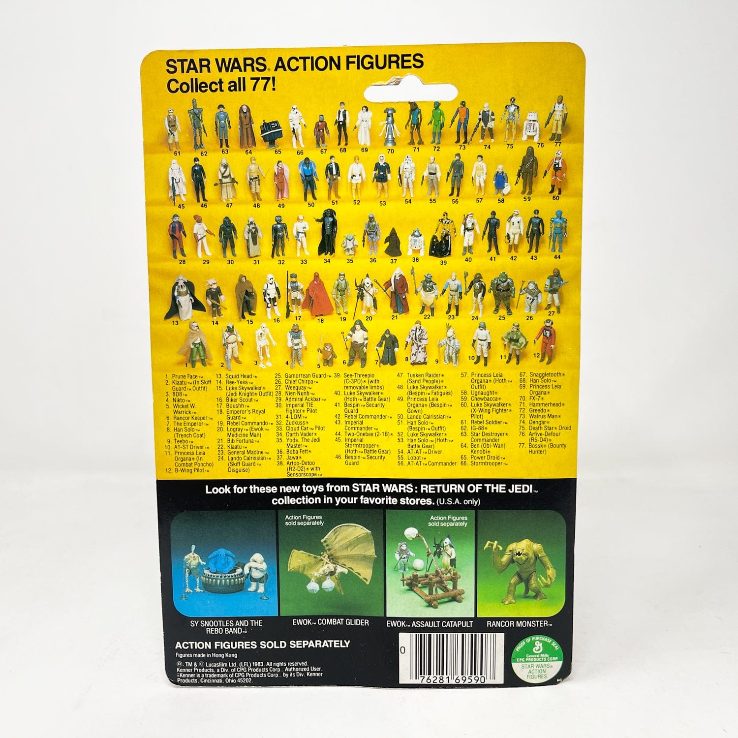 Vintage Kenner Star Wars MOC Prune Face ROTJ 77A-back - Mint on Card