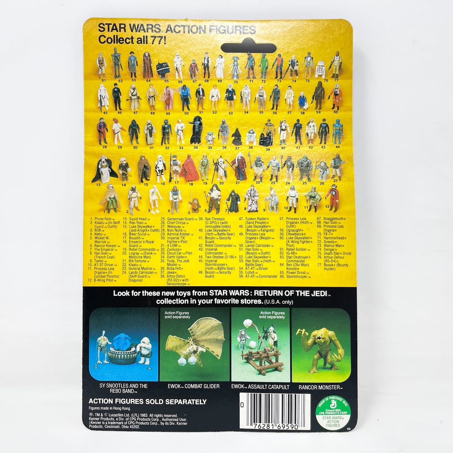 Vintage Kenner Star Wars MOC Prune Face ROTJ 77A-back - Mint on Card