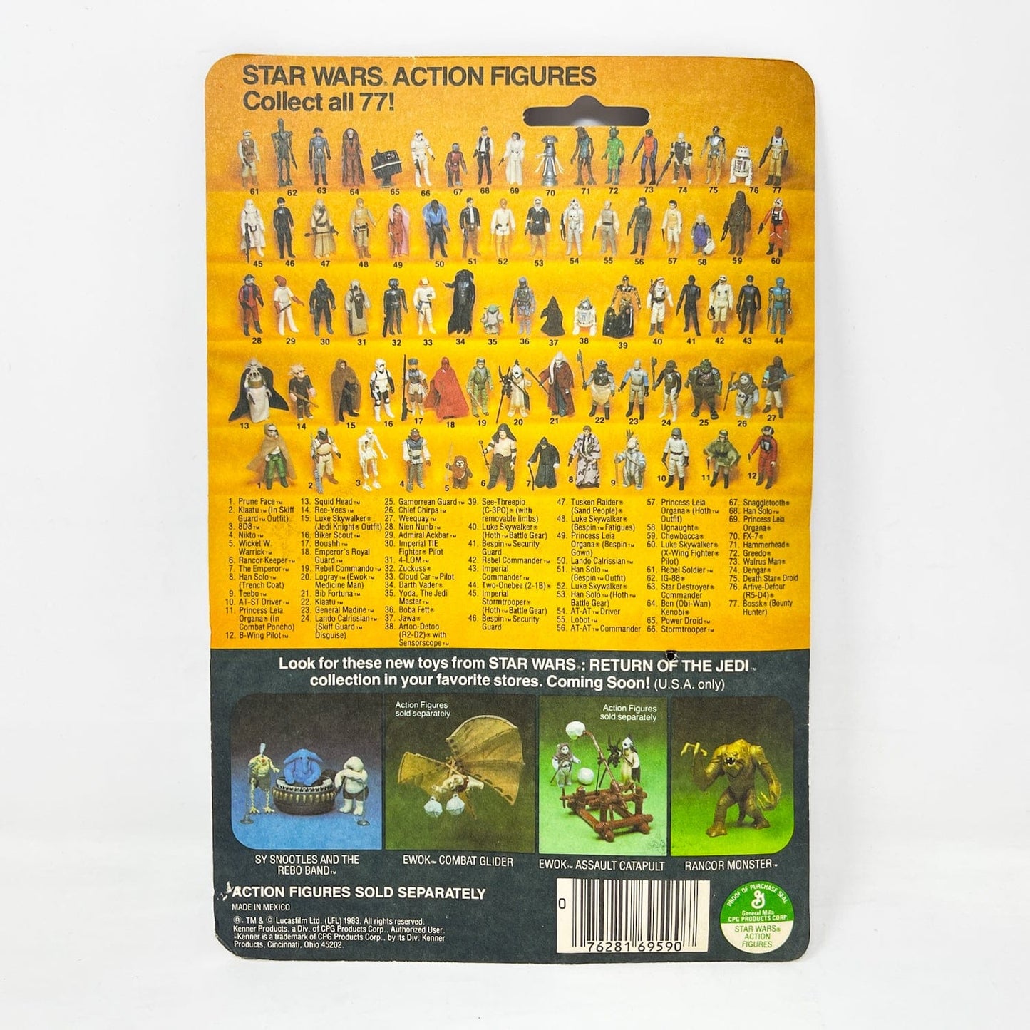 Vintage Kenner Star Wars MOC Squidhead 77A-back - Mint on Card