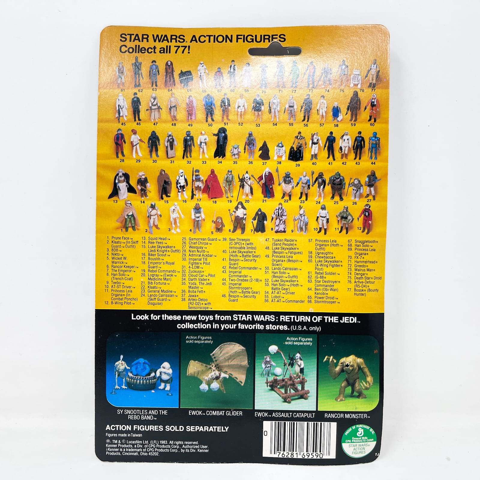 Vintage Kenner Star Wars MOC Teebo ROTJ 77A-back - Mint on Card
