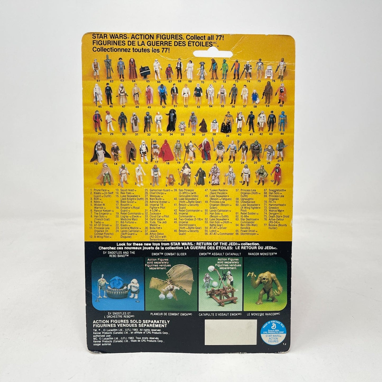 Vintage Kenner Star Wars MOC Wicket Kenner Canada ROTJ 77A-back - Mint on Card