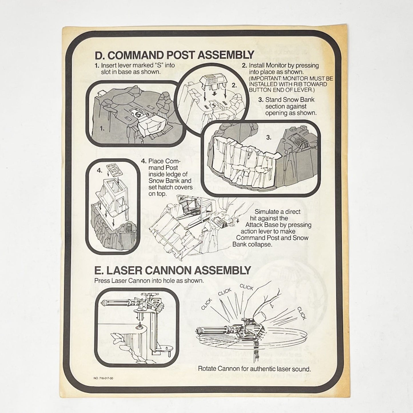 Vintage Kenner Star Wars Paper ESB Imperial Attack Base Instructions