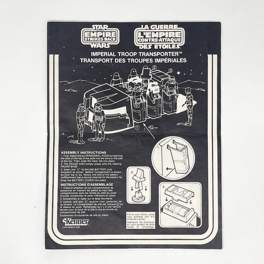 Vintage Kenner Star Wars Paper ESB Imperial Troop Transporter Instructions - Kenner Canada