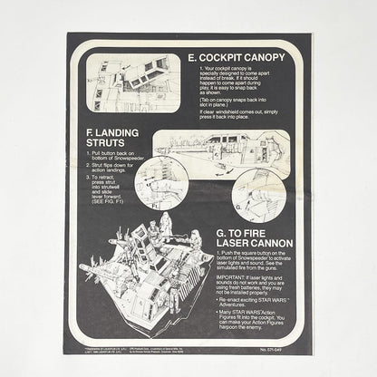 Vintage Kenner Star Wars Paper ESB Rebel Armored Snowspeeder Instructions