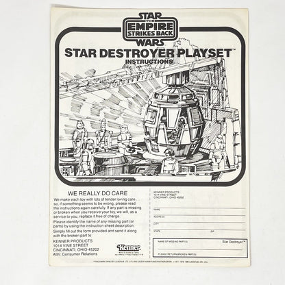 Vintage Kenner Star Wars Paper ESB Star Destroyer Playset Instructions