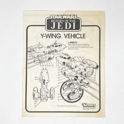 Vintage Kenner Star Wars Paper ROTJ Y-Wing Instructions