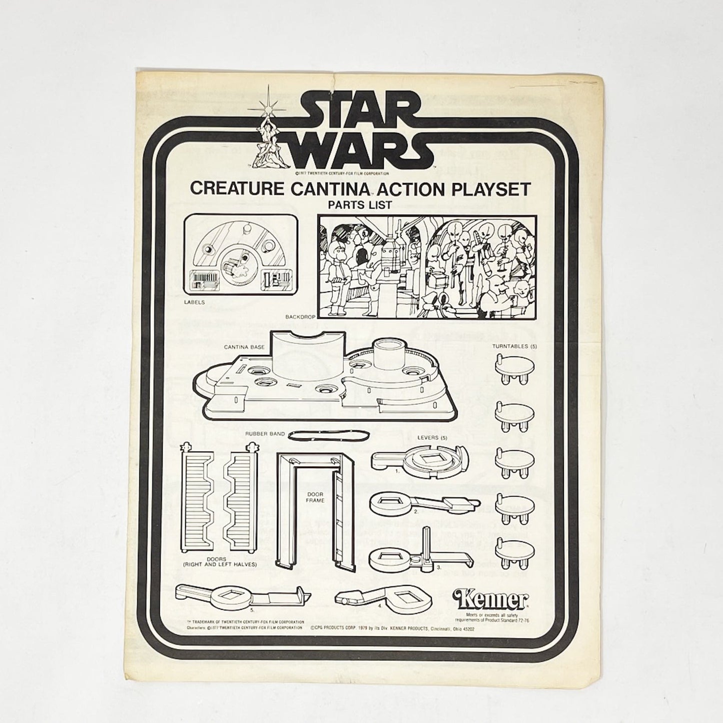 Vintage Kenner Star Wars Paper Star Wars Creature Cantina Playset Instructions