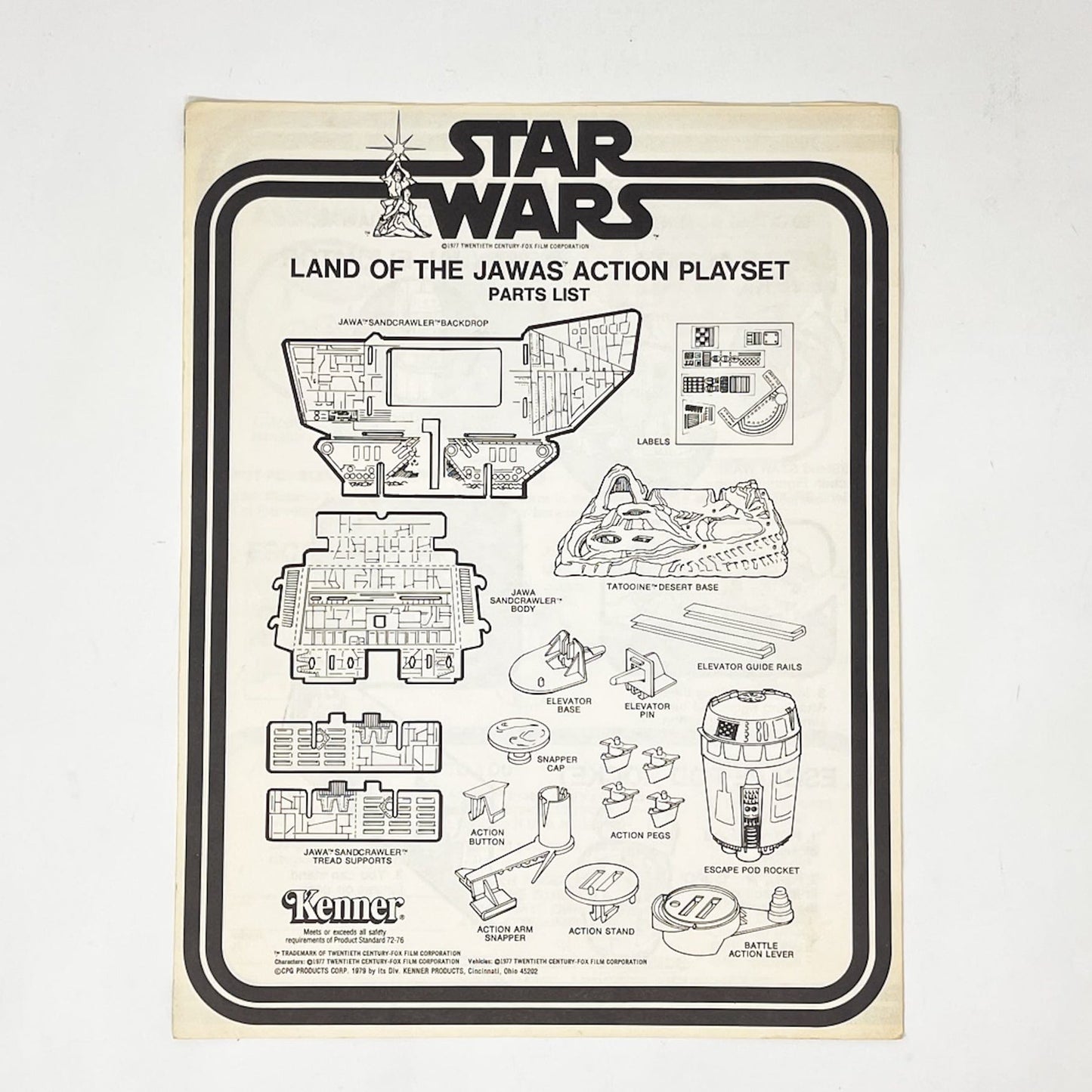 Vintage Kenner Star Wars Paper Star Wars Land of the Jawas Playset Instructions