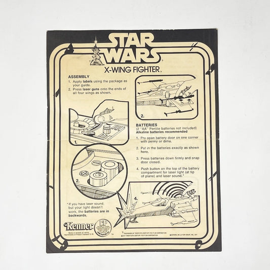 Vintage Kenner Star Wars Paper Star Wars X-Wing Instructions