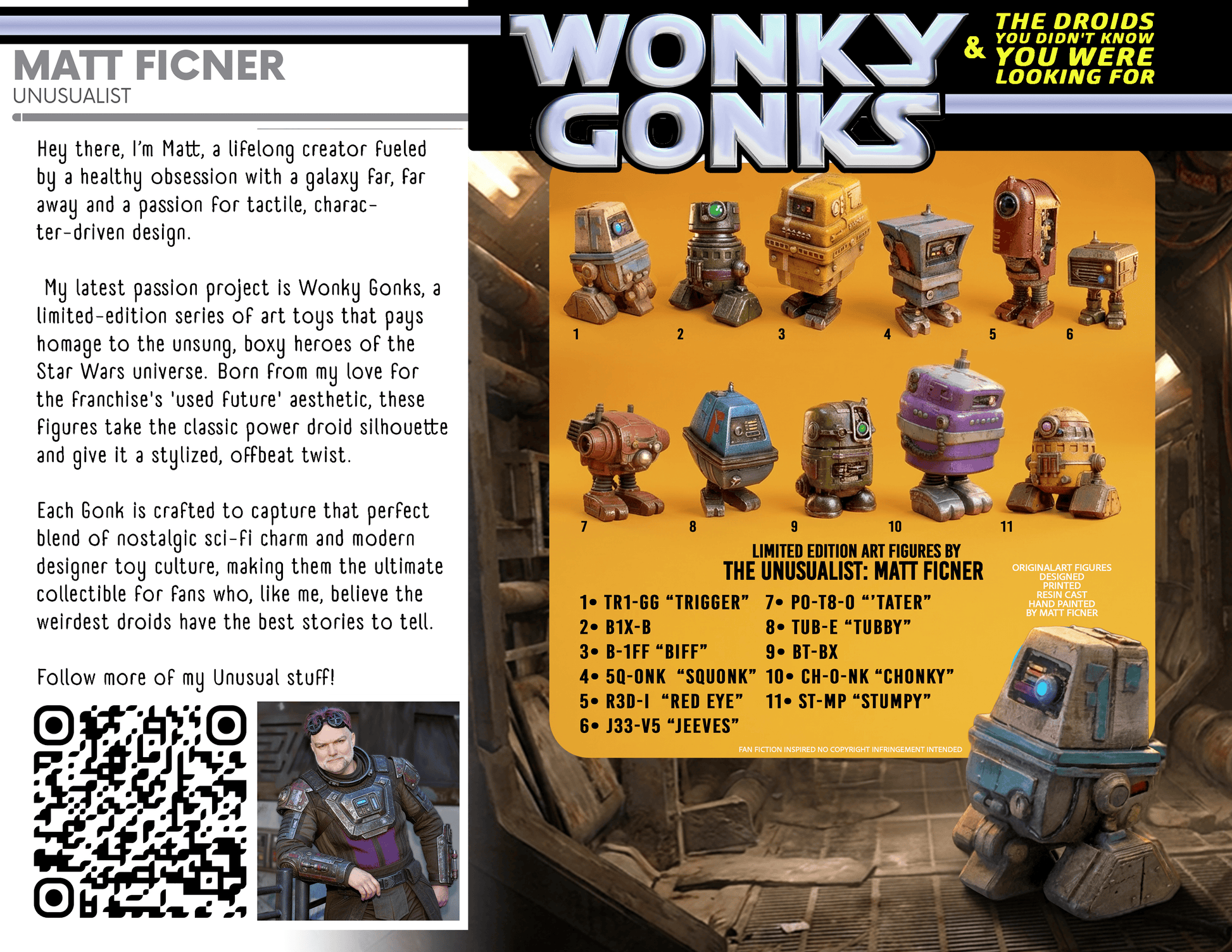 Vintage Matt Ficner Star Wars Customs Custom Figure – Wonky Gonks R3D-I "Red Eye" 3.75" Action Figure Star Wars