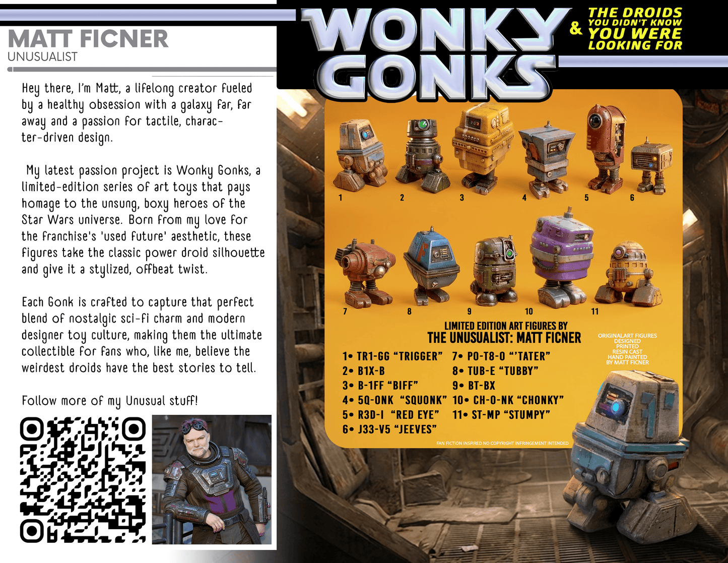 Vintage Matt Ficner Star Wars Customs Custom Figure – Wonky Gonks TUB-E "Tubby" 3.75" Action Figure Star Wars