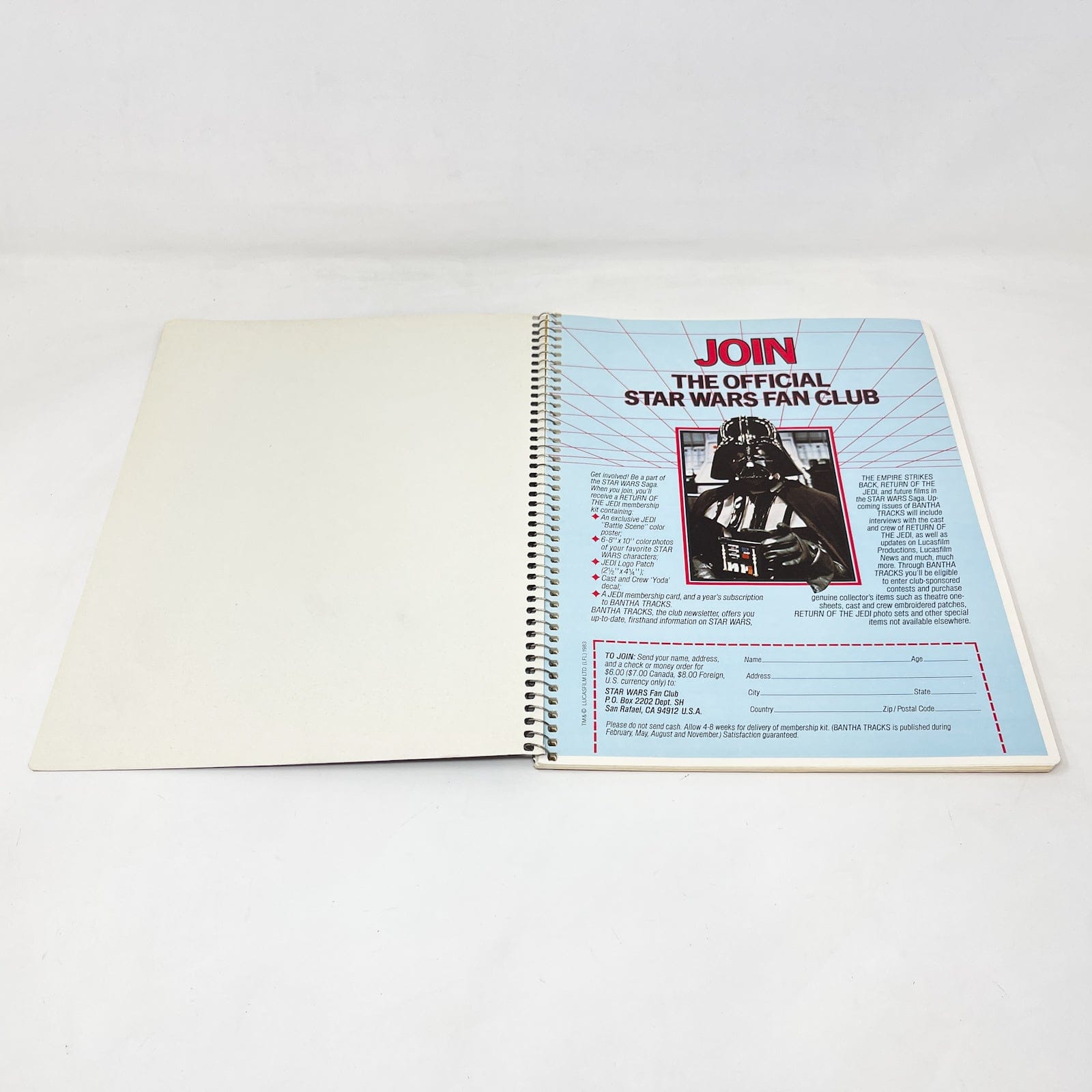 Vintage Randim Marketing Star Wars Non-Toy ROTJ Endor Spiral Notebook - Unused