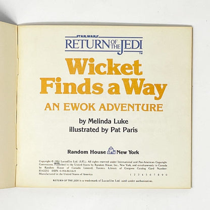 Vintage Random House Star Wars Non-Toy Wicket Finds A Way Story Book (1984)