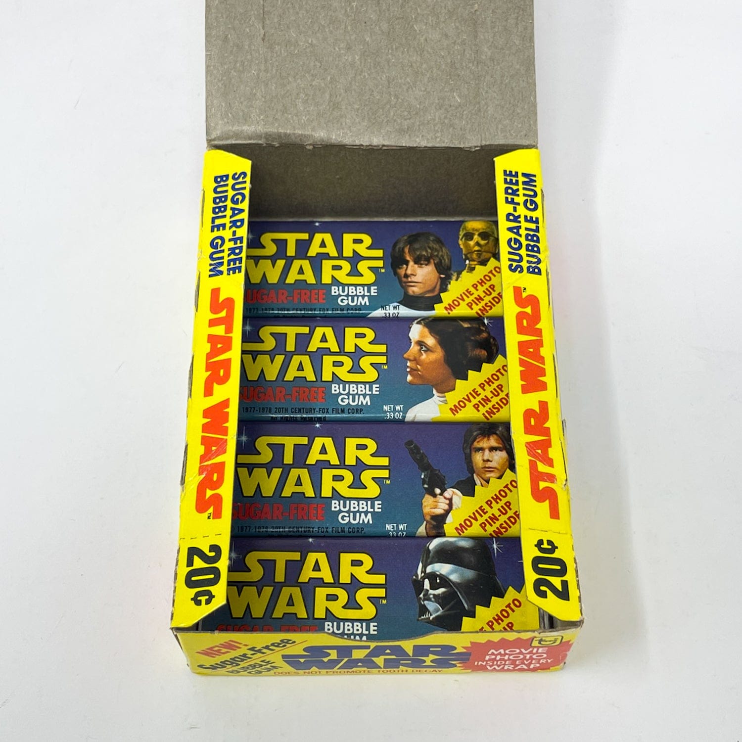Vintage Topps Star Wars Non-Toy Topps Sugar Free Gum Display Box & Set of 4 Sealed Packs