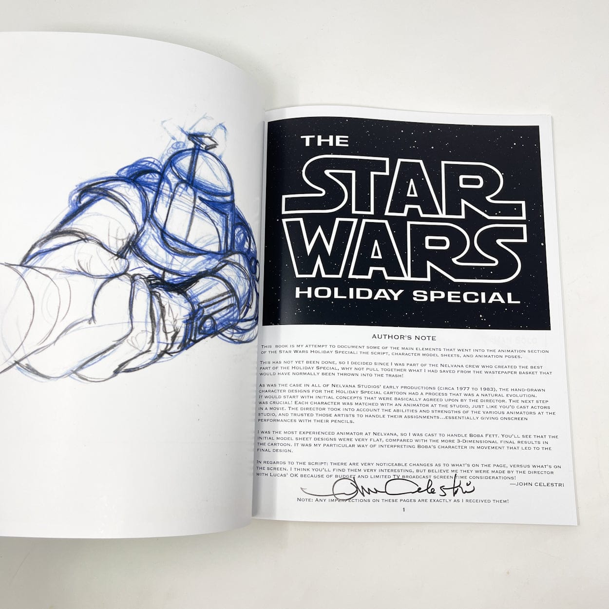 Vintage 4th Moon Toys Star Wars Supplies Celestri Holiday Special Book & Boba Fett Print - Both Autographed