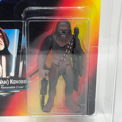Vintage Hasbro Star Wars Mid MOC Ben (obi-Wan) Kenobi & Chewbacca ERROR AFA80- Hasbro Power of the Force 2 Star Wars Action Figure