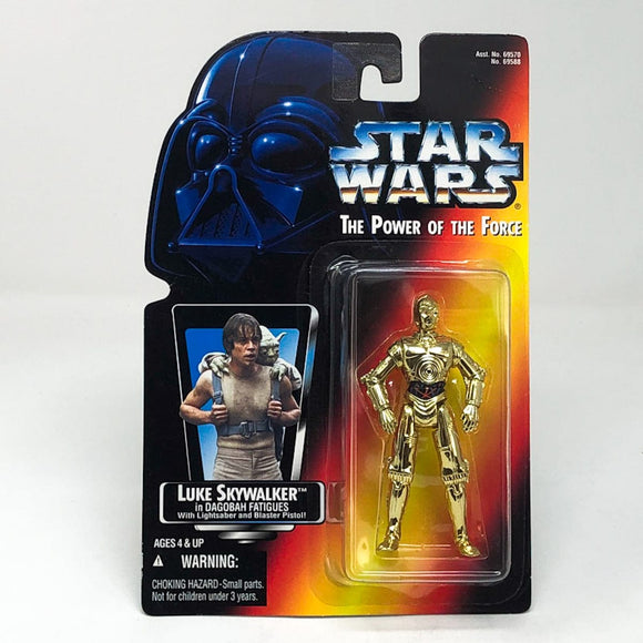 Vintage Hasbro Star Wars Mid MOC Luke Dagobah & C-3PO ERROR - Hasbro Power of the Force 2 Star Wars Action Figure