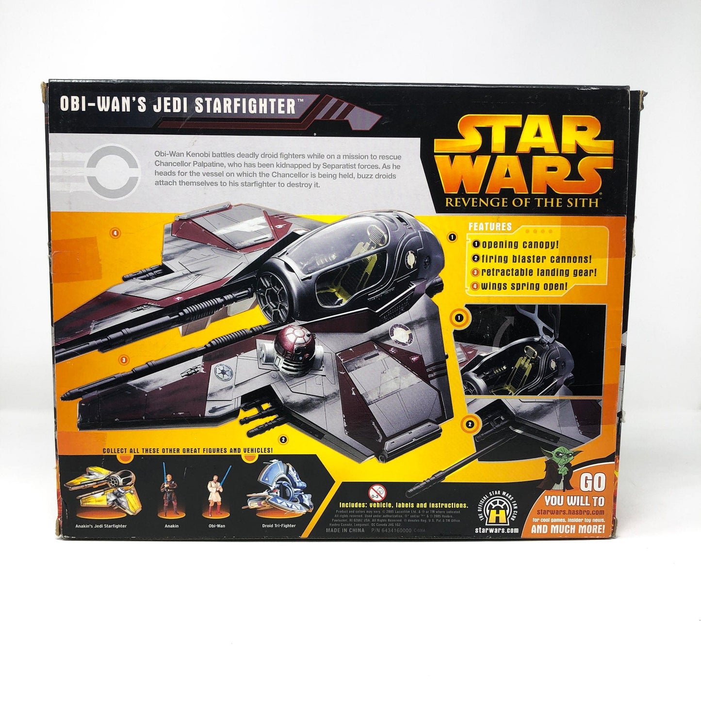 Vintage Hasbro Star Wars Vehicle Obi-Wan's ROTS Jedi Starfighter - MIB 2005 Hasbro Star Wars Saga Collection Vehicle