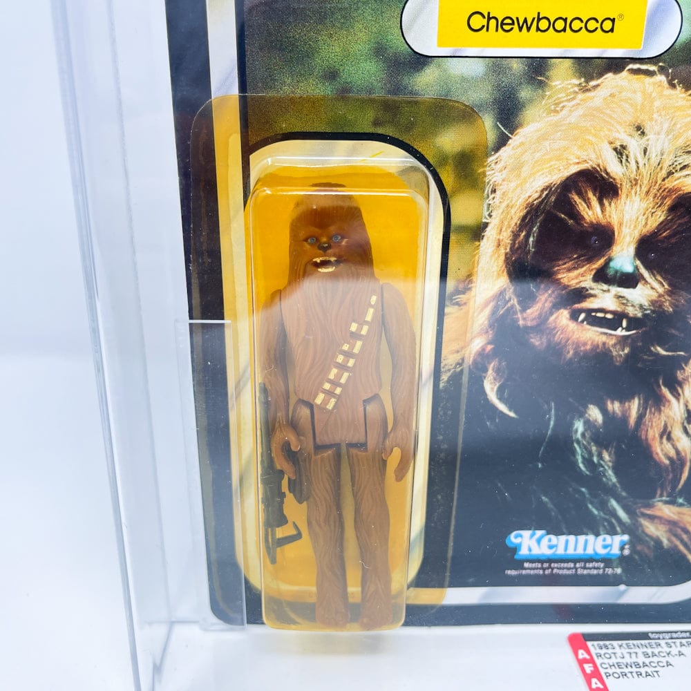 Vintage Kenner Star Wars MOC Chewbacca ROTJ 77A Back - AFA 85Y Mint on Card