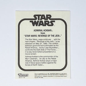 Vintage Kenner Star Wars Paper Admiral Ackbar Kenner Mail-Away Insert