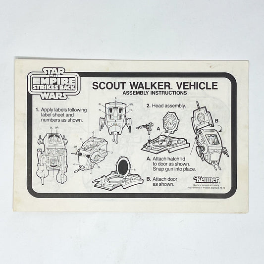 Vintage Kenner Star Wars Paper ESB AT-ST Scout Walker Instructions