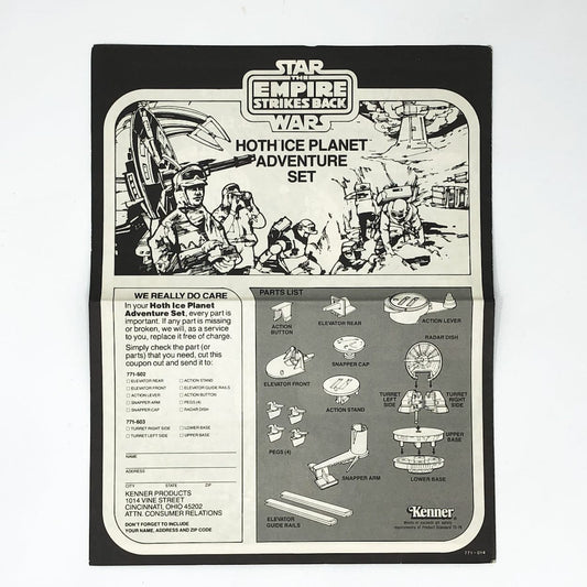 Vintage Kenner Star Wars Paper ESB Hoth Ice Planet Adventure Set Playset Instructions