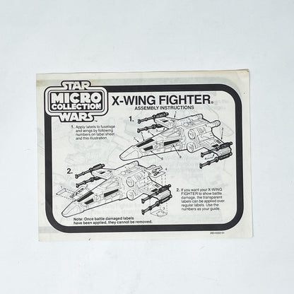 Vintage Kenner Star Wars Paper ESB Micro Collection X-Wing Instructions