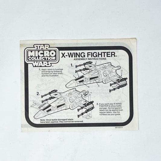 Vintage Kenner Star Wars Paper ESB Micro Collection X-Wing Instructions