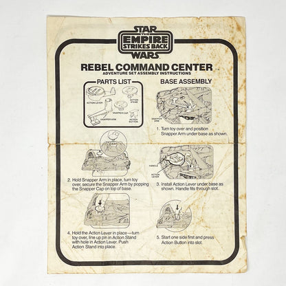 Vintage Kenner Star Wars Paper ESB Rebel Command Center Instructions Kenner Vintage