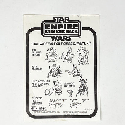 Vintage Kenner Star Wars Paper ESB Survival Kit (Mail-Away) Instructions