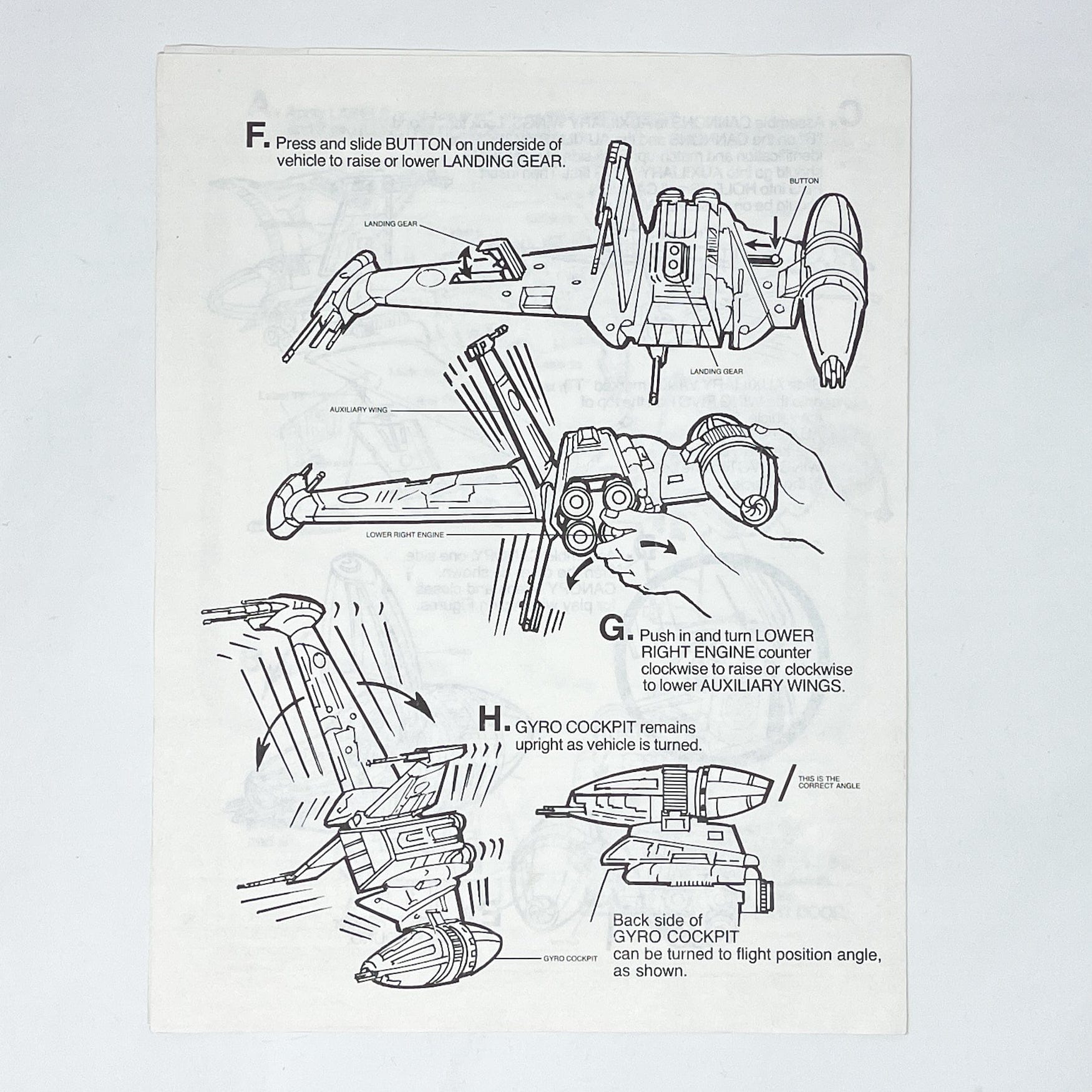 Vintage Kenner Star Wars Paper ROTJ B-Wing Fighter Instructions