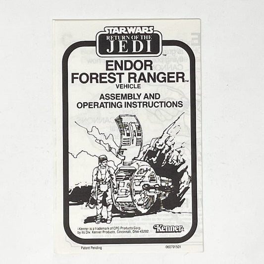 Vintage Kenner Star Wars Paper ROTJ Endor Forest Ranger Mini-Rig Instructions