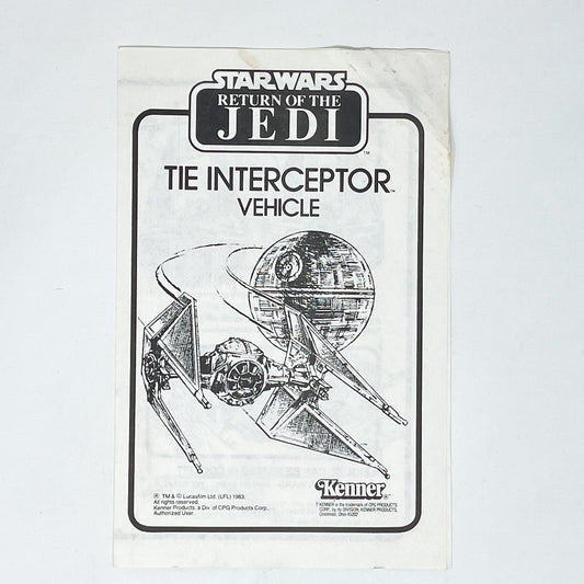 Vintage Kenner Star Wars Paper ROTJ TIE Interceptor Instructions