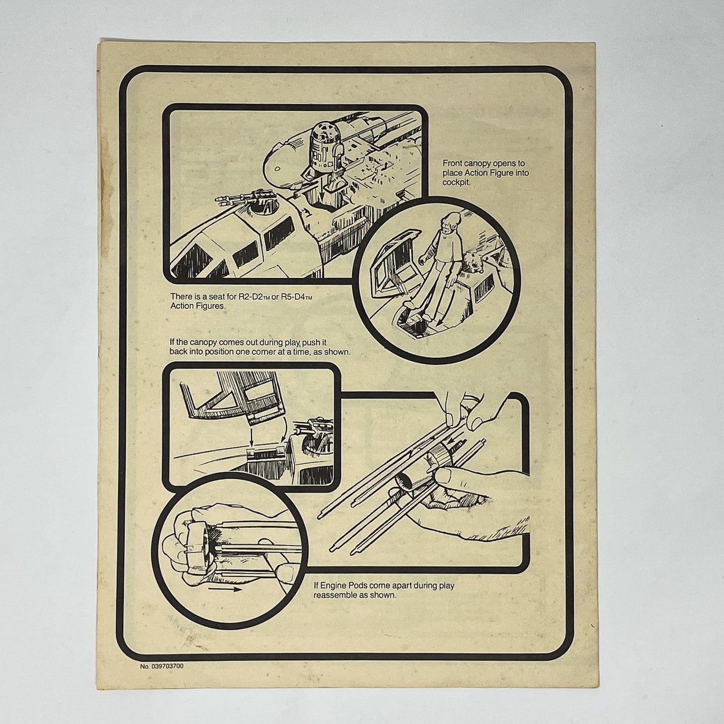 Vintage Kenner Star Wars Paper ROTJ Y-Wing Instructions