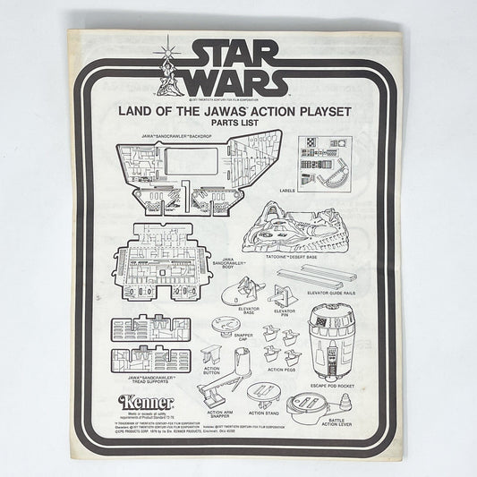 Vintage Kenner Star Wars Paper Star Wars Land of the Jawas Playset Instructions