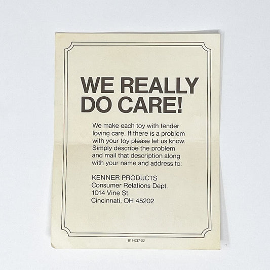 Vintage Kenner Star Wars Paper We Really Do Care Insert - Kenner Vintage Paperwork