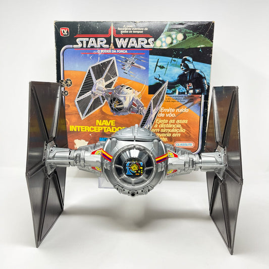 Vintage Kenner Star Wars Vehicle TIE Fighter - Glasslite Brazil - Complete in POTF Box Nave Interceptadora