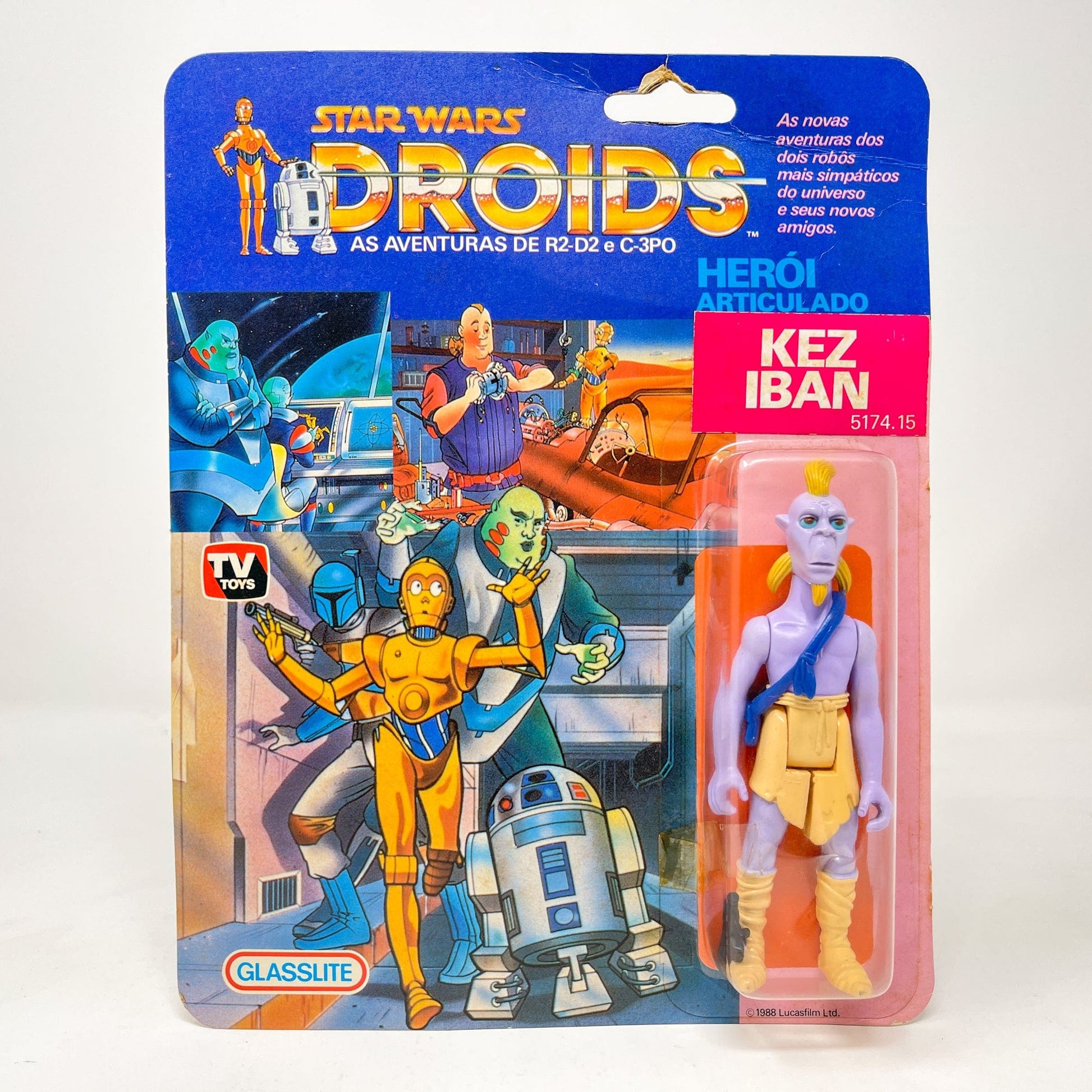 Vintage Kenner Star Wars MOC Kez Iban GLASSLITE DROIDS - Mint on Card